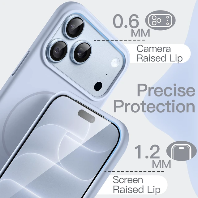 Alt view image 6 of 7 - Magnetic Silicone Case for iPhone 18 Pro, Glacier | Compatible with MagSafe, Silky Soft Touch, Shockproof Protection, Scratch Resistant