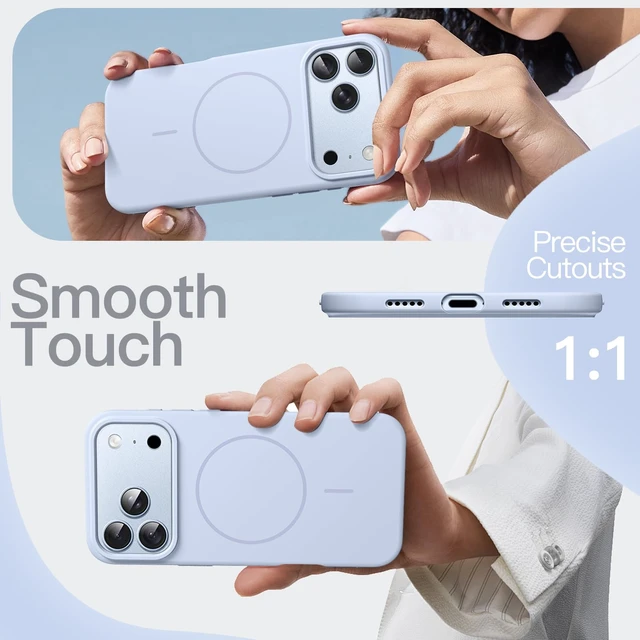 Alt view image 7 of 7 - Magnetic Silicone Case for iPhone 18 Pro, Glacier | Compatible with MagSafe, Silky Soft Touch, Shockproof Protection, Scratch Resistant