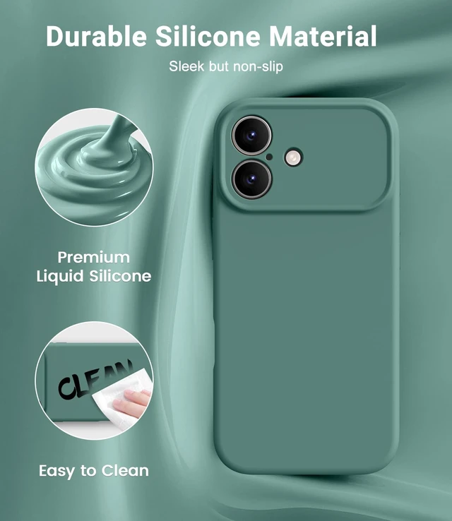Alt view image 3 of 7 - Magnetic for iPhone 17 Case,Compatible with Magsafe,Classic Liquid Silicone Mobile Phone Case,Integrated Camera Control Button,Anti-Scratch Microfiber Lining, Pine Green