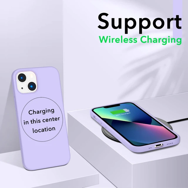 Alt view image 5 of 6 - for iPhone 13 Mini Case, Liquid Silicone, Light Purple | 4-Layer Liquid Silicone Rubber, Soft Touch Feel, Shockproof Case, Raised Edges, Microfiber Lining