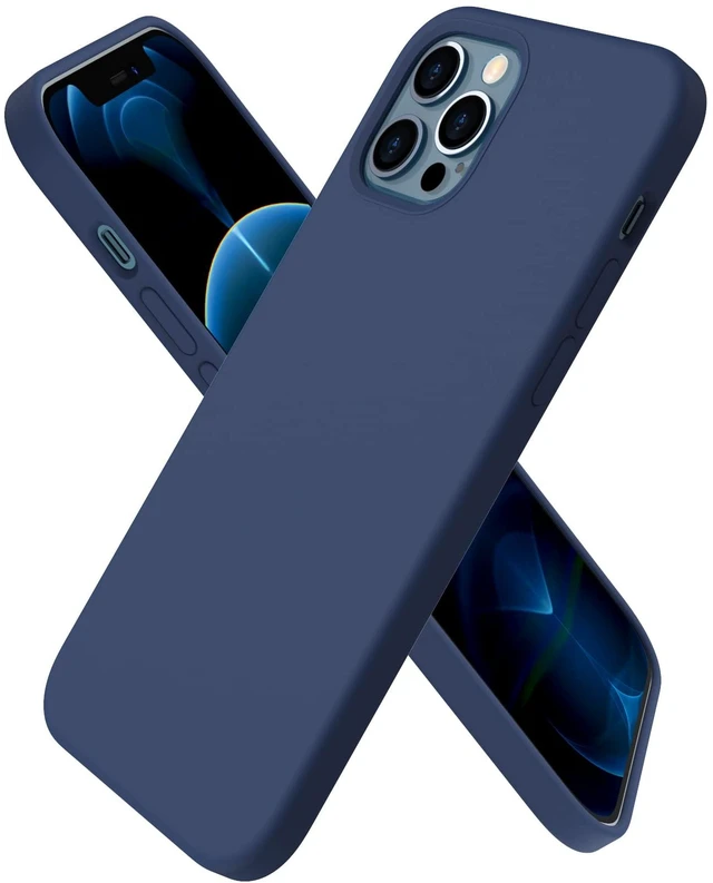 Main image of for iPhone 12/12 Pro Case, Slim Liquid Silicone, Navy Blue | 3-Layer Full Covered Soft Gel Rubber, Non-Slip Grip Shockproof Protective Cover, Phone Case for iPhone 12/ 12 Pro 6.1-Inch