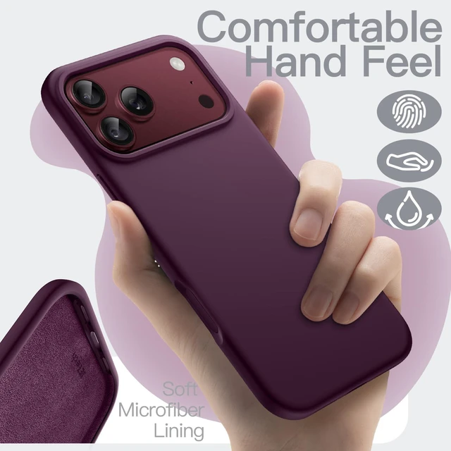 Alt view image 3 of 7 - Silicone Case for iPhone 18 Pro, Silky Soft Touch, Dark Cherry | Shockproof Protection, Scratch Resistant, Microfiber Lining, Supports Wireless Charging