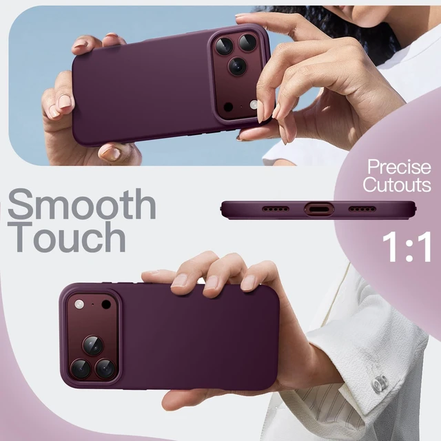 Alt view image 6 of 7 - Silicone Case for iPhone 18 Pro, Silky Soft Touch, Dark Cherry | Shockproof Protection, Scratch Resistant, Microfiber Lining, Supports Wireless Charging