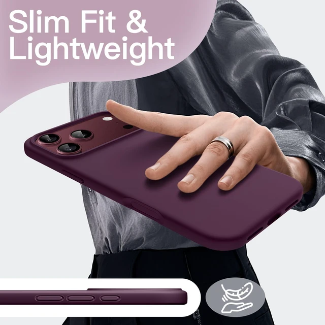 Alt view image 7 of 7 - Silicone Case for iPhone 18 Pro, Silky Soft Touch, Dark Cherry | Shockproof Protection, Scratch Resistant, Microfiber Lining, Supports Wireless Charging