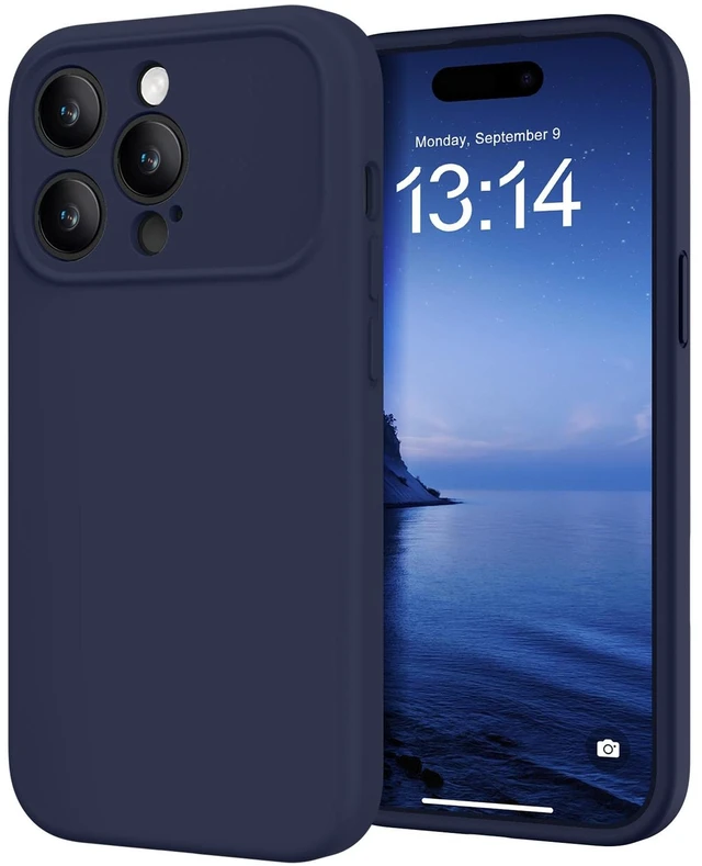 Main image of Silicone for iPhone 14 Pro Max Case (Upgraded to 17 Design Style)(Soft Gel Rubber Shockproof Phone Case) Anti-Scratch Microfiber Lining- Midnight Blue
