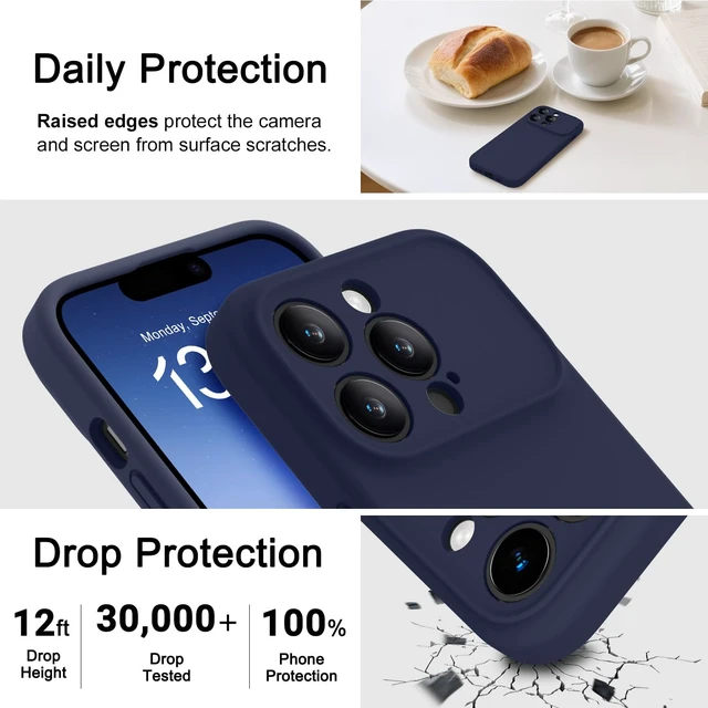 Alt view image 3 of 7 - Silicone for iPhone 14 Pro Max Case (Upgraded to 17 Design Style)(Soft Gel Rubber Shockproof Phone Case) Anti-Scratch Microfiber Lining- Midnight Blue