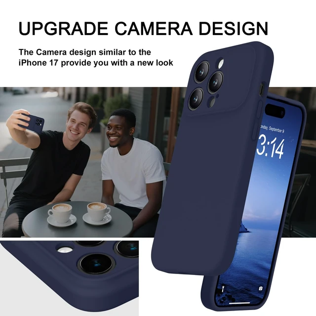 Alt view image 4 of 7 - Silicone for iPhone 14 Pro Max Case (Upgraded to 17 Design Style)(Soft Gel Rubber Shockproof Phone Case) Anti-Scratch Microfiber Lining- Midnight Blue