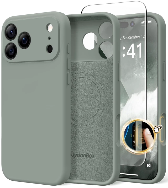 Main image of Magnetic for iPhone 18 Pro Case/iPhone 17 Pro Case Silicone | Fit for MagSafe,Screen Protector,Full Camera Protection,Shockproof Protective Phone Case for iPhone 18 Pro/17 Pro Calke Green