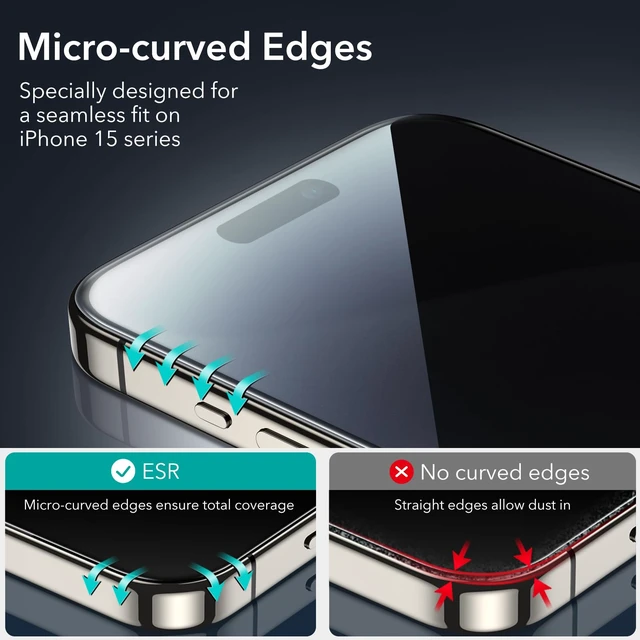 Alt view image 3 of 7 - 3 Pack for iPhone 15 Pro Max Privacy Screen Protector, Anti-spy Tempered-Glass Privacy Screen Protector, Micro-curved Edges, Case Friendly