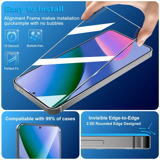 Alt view image 5 of 7 - 3 Pack for Google Pixel 11 Pro Screen Protector Tempered Glass + 3 Pack Camera Lens Protector, Military Grade Shatterproof, 9H Hardness, Fingerprint Unlock,Case Friendly 6.3 Inch