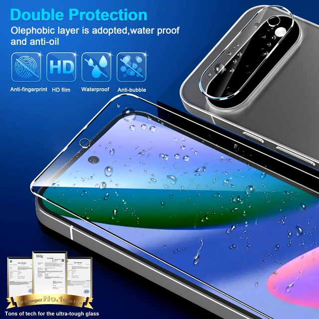 Alt view image 6 of 7 - 3 Pack for Google Pixel 11 Pro Screen Protector Tempered Glass + 3 Pack Camera Lens Protector, Military Grade Shatterproof, 9H Hardness, Fingerprint Unlock,Case Friendly 6.3 Inch