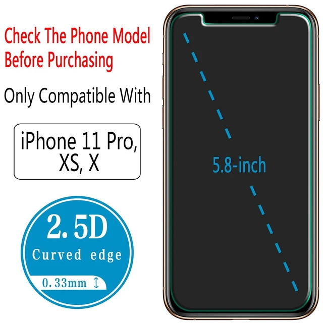 Alt view image 3 of 6 - 2 Pack Screen Protector for iPhone 11 Pro/XS/X Tempered Glass | Anti Scratch, Bubble Free, Case Friendly