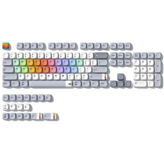 Alt view image 2 of 7 - MOA Profile PBT Keycaps,121 Keys Retro Rainbow Keycap Set, Dye-Sublimation, MOA Profile, Rainbow Theme for Most 60% 65% 75% 80% 100% US Layout Cherry MX Switches Mechanical Keyboard