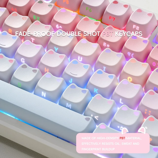 Alt view image 2 of 7 - XVX Lumicat Mao Profile PBT Keycaps, 113 Keys Double-Shot Dye-Sublimation Side Printed Taro Keycap Set, Ergonomic Mao Profile Custom Keycaps Compatible with MX Switches Mechanical Keyboard