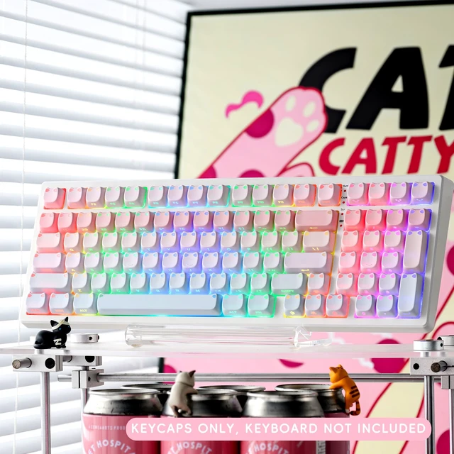 Alt view image 6 of 7 - XVX Lumicat Mao Profile PBT Keycaps, 113 Keys Double-Shot Dye-Sublimation Side Printed Taro Keycap Set, Ergonomic Mao Profile Custom Keycaps Compatible with MX Switches Mechanical Keyboard