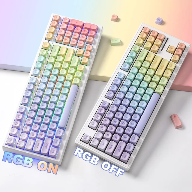 Alt view image 6 of 7 - Rainbow 140 Keys MOA PBT Dye-Sub Keycaps (Rainbow, MOA Profile) | Dye-Sublimation, Cute Rainbow Candy Keycap, for MX Switches Mechanical Gaming Keyboard