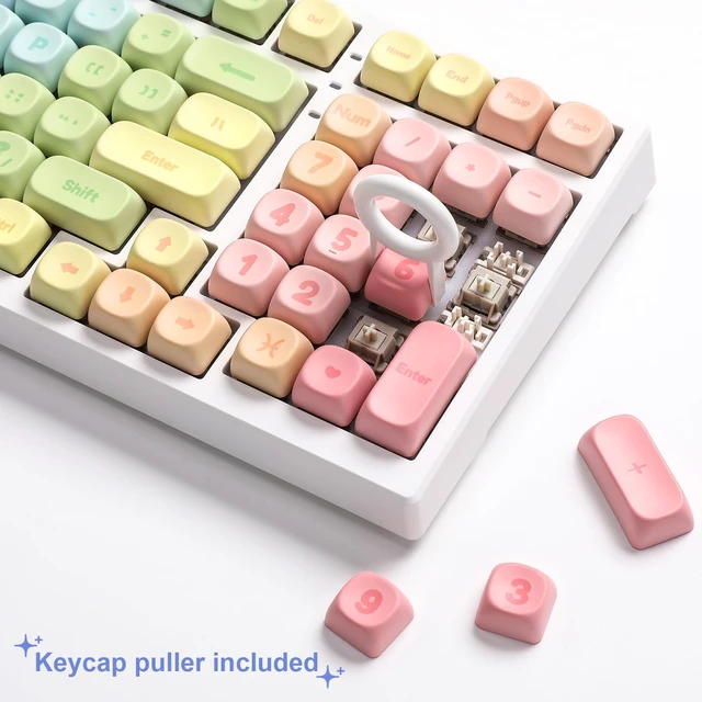 Alt view image 7 of 7 - Rainbow 140 Keys MOA PBT Dye-Sub Keycaps (Rainbow, MOA Profile) | Dye-Sublimation, Cute Rainbow Candy Keycap, for MX Switches Mechanical Gaming Keyboard