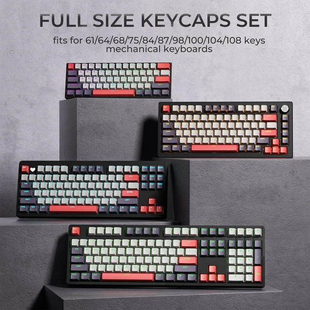 Alt view image 2 of 7 - XVX Shine Through Keycaps -133 Keys Cherry Profile Double Shot PBT Keycaps Compatible for 60%/75%/100% Retro Gaming Mechanical Keyboard-Vintage Red