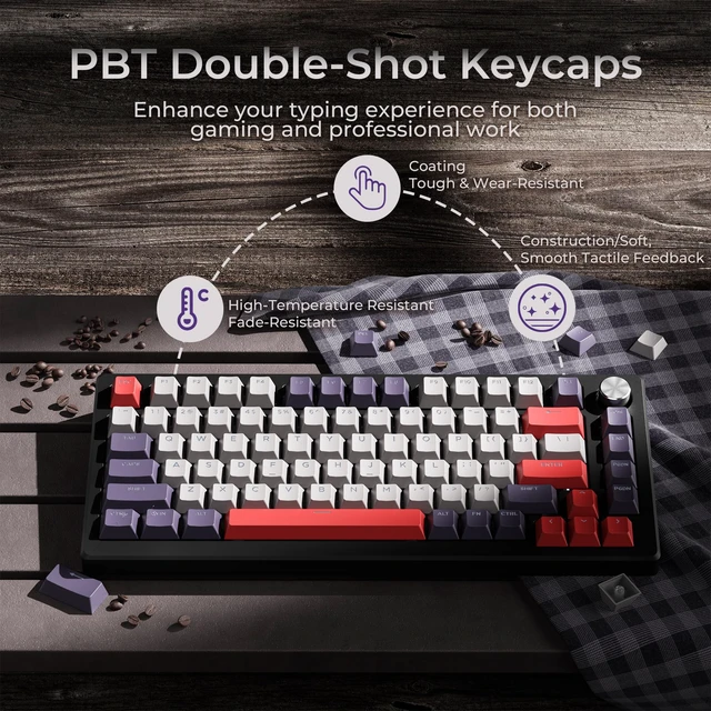 Alt view image 3 of 7 - XVX Shine Through Keycaps -133 Keys Cherry Profile Double Shot PBT Keycaps Compatible for 60%/75%/100% Retro Gaming Mechanical Keyboard-Vintage Red