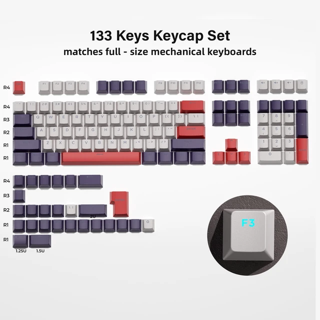 Alt view image 4 of 7 - XVX Shine Through Keycaps -133 Keys Cherry Profile Double Shot PBT Keycaps Compatible for 60%/75%/100% Retro Gaming Mechanical Keyboard-Vintage Red