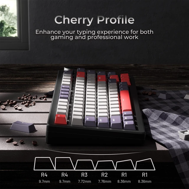 Alt view image 6 of 7 - XVX Shine Through Keycaps -133 Keys Cherry Profile Double Shot PBT Keycaps Compatible for 60%/75%/100% Retro Gaming Mechanical Keyboard-Vintage Red