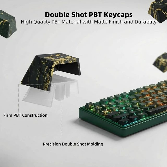 Alt view image 3 of 7 - Summer Breeze PBT Keycaps, 133 Keys Cherry Profile, Side Legend Shine Through, Dye-Sublimation Keycap Set for Mechanical Keyboards, Vibrant Green Theme