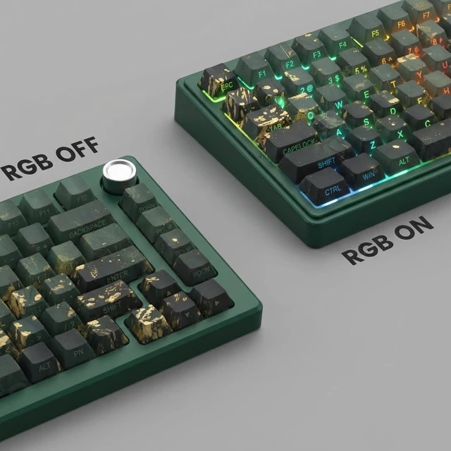 Alt view image 5 of 7 - Summer Breeze PBT Keycaps, 133 Keys Cherry Profile, Side Legend Shine Through, Dye-Sublimation Keycap Set for Mechanical Keyboards, Vibrant Green Theme