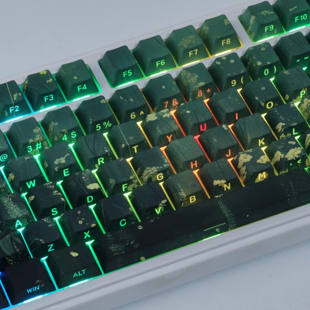 Alt view image 7 of 7 - Summer Breeze PBT Keycaps, 133 Keys Cherry Profile, Side Legend Shine Through, Dye-Sublimation Keycap Set for Mechanical Keyboards, Vibrant Green Theme
