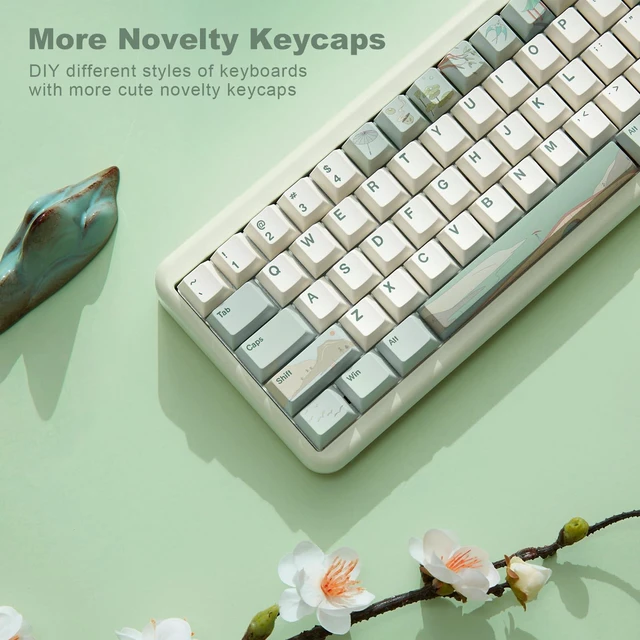 Alt view image 2 of 7 - Spring Tea 140 Keys PBT Dye-Sub Keycaps (Cherry Profile, Spring Tea) | Cherry Profile Keycaps with Dye-sub PBT for Fade-resistant Legends, includes Key Puller, Fits Cherry/Gateron MX Switches
