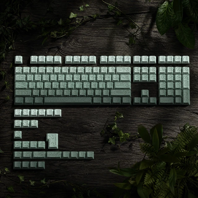 Alt view image 2 of 7 - Shine Through keycaps,Double Shot PBT keycap,Topographic | Side Printed key caps, Seaweed Green keycaps for most MX switch Mechanical Keyboards(Cherry Profile)
