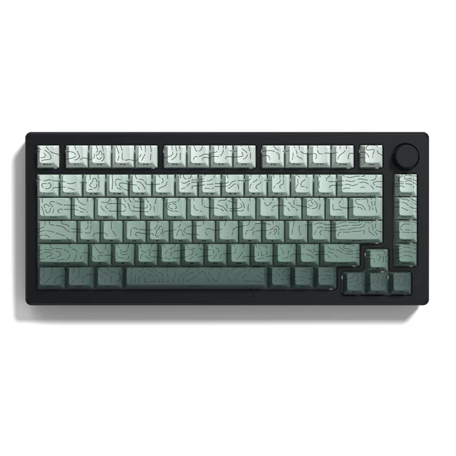 Alt view image 6 of 7 - Shine Through keycaps,Double Shot PBT keycap,Topographic | Side Printed key caps, Seaweed Green keycaps for most MX switch Mechanical Keyboards(Cherry Profile)