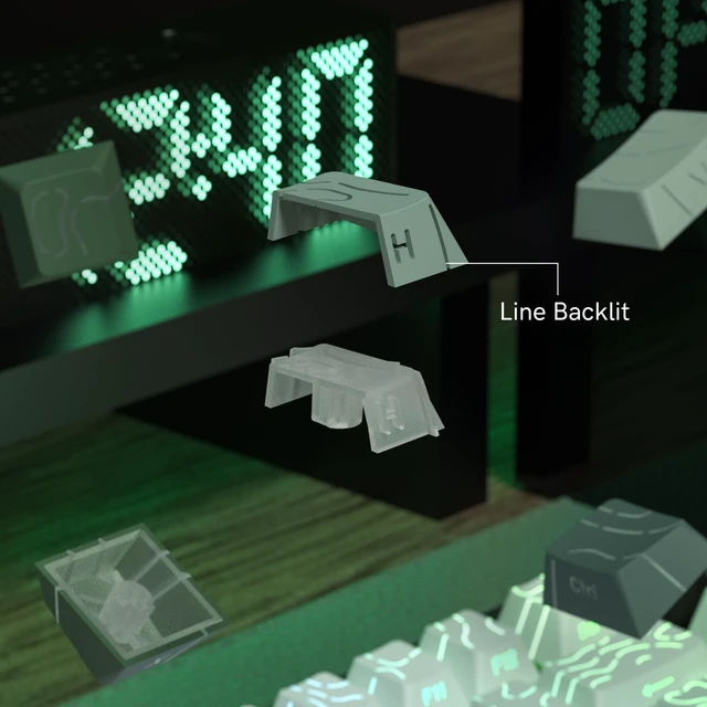 Alt view image 7 of 7 - Shine Through keycaps,Double Shot PBT keycap,Topographic | Side Printed key caps, Seaweed Green keycaps for most MX switch Mechanical Keyboards(Cherry Profile)