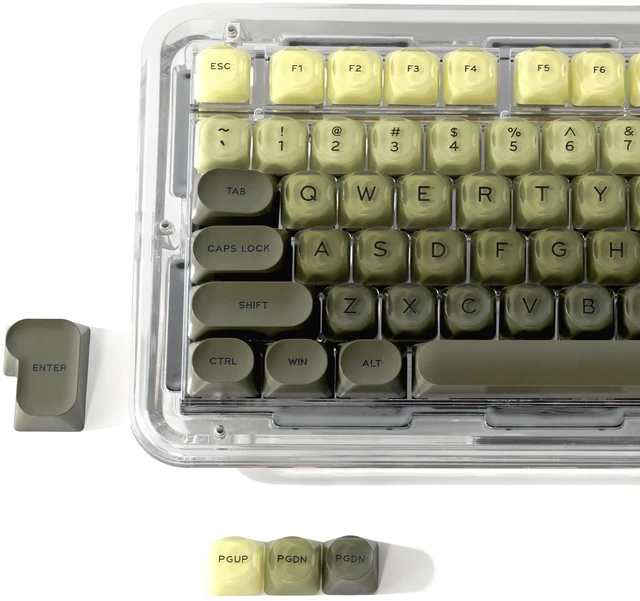 Main image of Jelly Keycaps, Green HOA Profile 132-Key PBT+PC Shine Through KeycapSet | Cute Custom Gradient Keycaps for Mechanical Keyboards with MX Switches - Green Moss