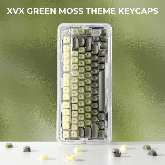 Alt view image 6 of 7 - Jelly Keycaps, Green HOA Profile 132-Key PBT+PC Shine Through KeycapSet | Cute Custom Gradient Keycaps for Mechanical Keyboards with MX Switches - Green Moss