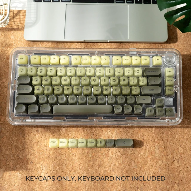 Alt view image 7 of 7 - Jelly Keycaps, Green HOA Profile 132-Key PBT+PC Shine Through KeycapSet | Cute Custom Gradient Keycaps for Mechanical Keyboards with MX Switches - Green Moss