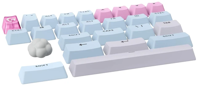 Main image of KEYCAPS Premium PBT Keycaps and Dial - Cloud | Cross-Stem Mod Kit with Puller, for Hot-Swappable Mechanical Gaming Keyboards