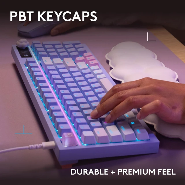 Alt view image 4 of 7 - KEYCAPS Premium PBT Keycaps and Dial - Cloud | Cross-Stem Mod Kit with Puller, for Hot-Swappable Mechanical Gaming Keyboards