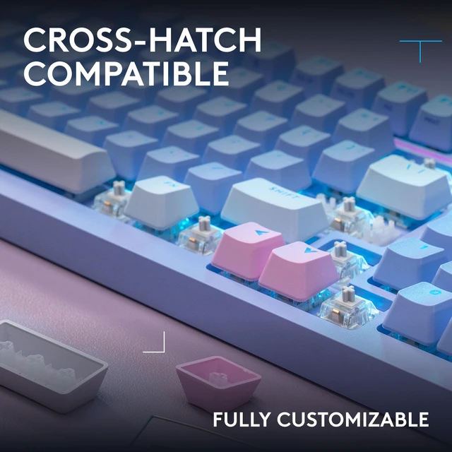 Alt view image 6 of 7 - KEYCAPS Premium PBT Keycaps and Dial - Cloud | Cross-Stem Mod Kit with Puller, for Hot-Swappable Mechanical Gaming Keyboards