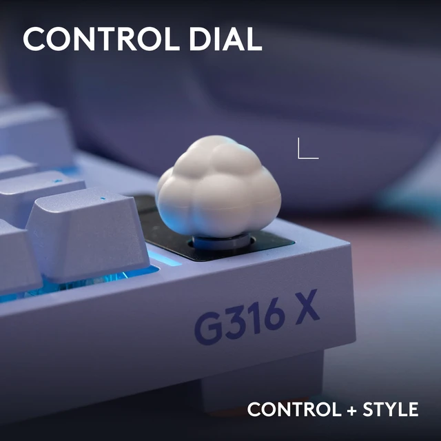 Alt view image 5 of 7 - KEYCAPS Premium PBT Keycaps and Dial - Cloud | Cross-Stem Mod Kit with Puller, for Hot-Swappable Mechanical Gaming Keyboards