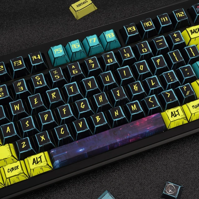 Alt view image 4 of 7 - Black PBT Keycaps, Japanese Manga Theme Keyboard Keycaps | Cherry Profile Dye-Sublimation Custom Minimalist Style Keycaps Set 150 Keys for Cherry MX Switches Mechanical Keyboards
