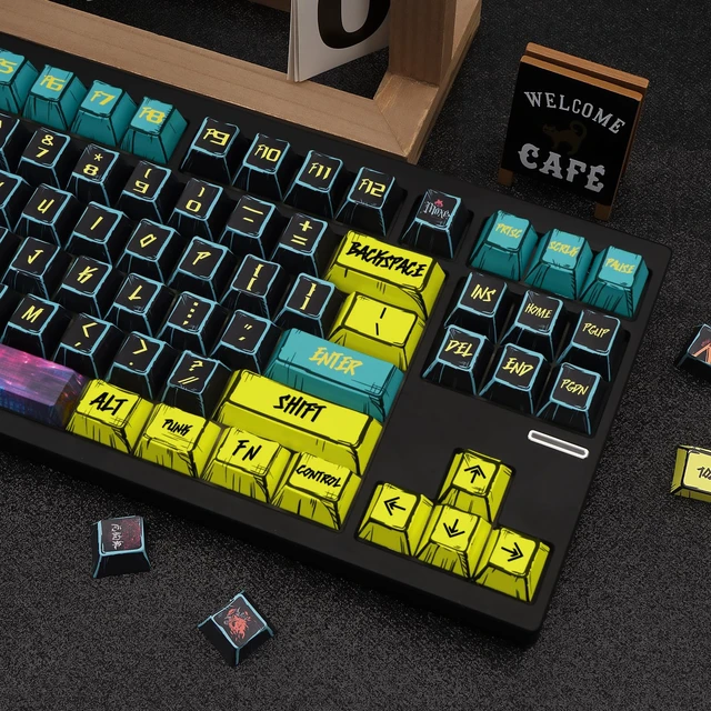 Alt view image 5 of 7 - Black PBT Keycaps, Japanese Manga Theme Keyboard Keycaps | Cherry Profile Dye-Sublimation Custom Minimalist Style Keycaps Set 150 Keys for Cherry MX Switches Mechanical Keyboards