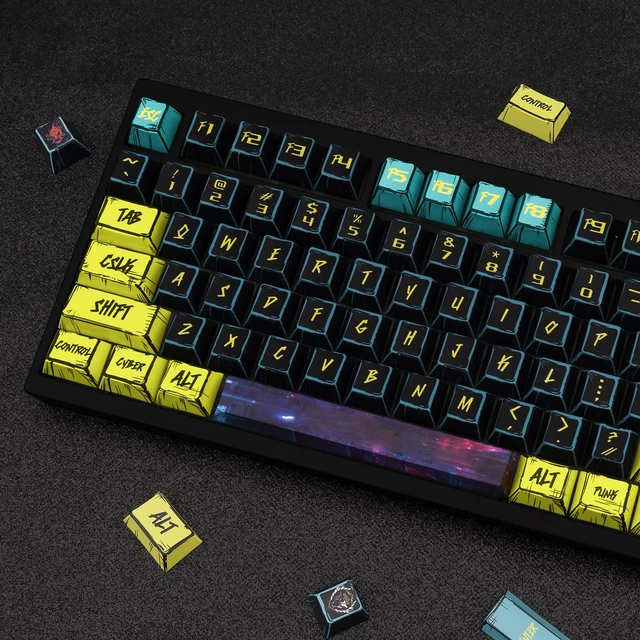 Alt view image 6 of 7 - Black PBT Keycaps, Japanese Manga Theme Keyboard Keycaps | Cherry Profile Dye-Sublimation Custom Minimalist Style Keycaps Set 150 Keys for Cherry MX Switches Mechanical Keyboards