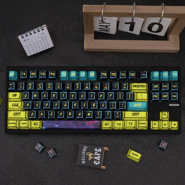 Alt view image 7 of 7 - Black PBT Keycaps, Japanese Manga Theme Keyboard Keycaps | Cherry Profile Dye-Sublimation Custom Minimalist Style Keycaps Set 150 Keys for Cherry MX Switches Mechanical Keyboards