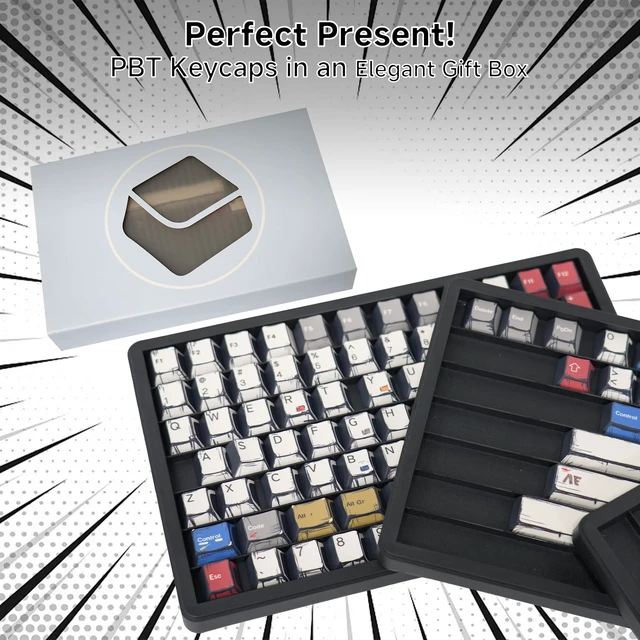Alt view image 3 of 7 - Retro Anime PBT Keycaps-141 Corlorful Graffiti Keys,No Tear,Never Fades,Gift Box for MX Mechanical Keyboard (Fit All Layout 100% 75% 65% 60%) Ergonomic Cherry Profile Key Caps Set (Typing,Gaming)
