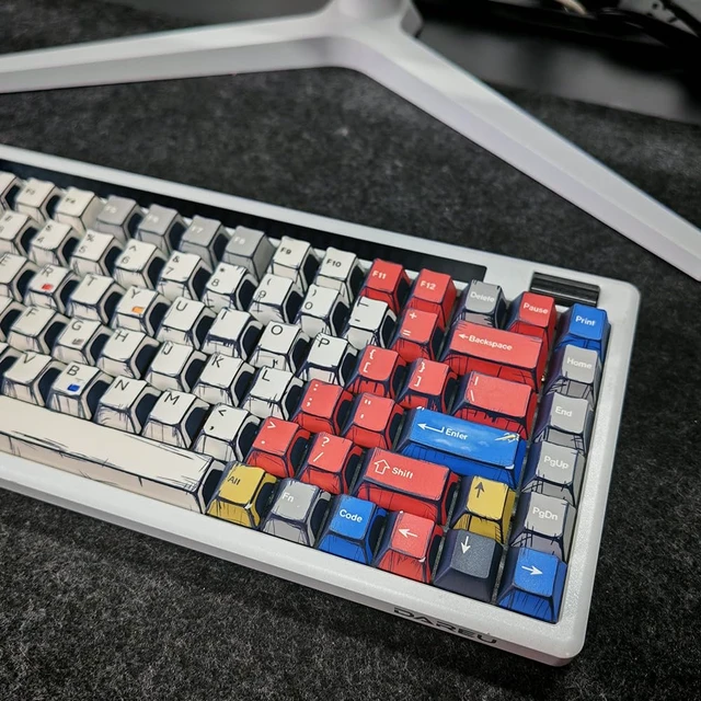 Alt view image 2 of 7 - Retro Anime PBT Keycaps-141 Corlorful Graffiti Keys,No Tear,Never Fades,Gift Box for MX Mechanical Keyboard (Fit All Layout 100% 75% 65% 60%) Ergonomic Cherry Profile Key Caps Set (Typing,Gaming)