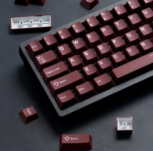 Main image of Double Shot PBT keycaps Set, Cherry Profile Keyboard Keycap | 126-keys retro key caps full size,Custom keycaps for 60% 65% 75% 100% MX switch Mechanical Keyboard,Dark Red