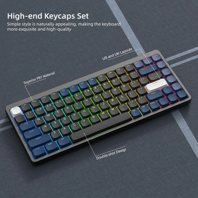 Alt view image 5 of 5 - Low Profile Keycaps - PBT Shine Through Keycaps | Keycaps for Mechanical Keyboard 60 65 75 100 Percent,Custom Keycap Full Size for Cherry MX Mechanical Keyboard,Dark Blue