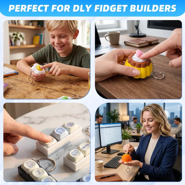 Alt view image 7 of 7 - 120 Pcs Keyboard Clicker for 3D Prints, 3-Pin Clicky Tactile Mechanical Keyboard Switches, Blue Switches for 3D Printed Clicker Fidget & Gaming Keyboards with Switch Puller & 10Pcs Metal Keychain