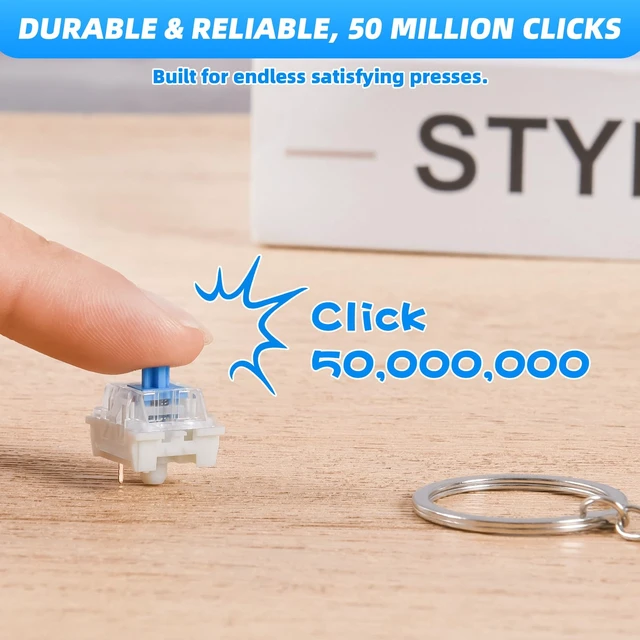 Alt view image 3 of 7 - 120 Pcs Keyboard Clicker for 3D Prints, 3-Pin Clicky Tactile Mechanical Keyboard Switches, Blue Switches for 3D Printed Clicker Fidget & Gaming Keyboards with Switch Puller & 10Pcs Metal Keychain