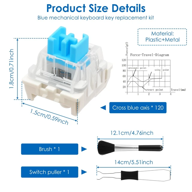 Alt view image 2 of 7 - 120 Pcs Keyboard Clickers, 3-Pin Mechanical Keyboard Switches Replacement | Crisp Clicks & Strong Tactile Sensation, Prefect for 3D Prints, Gaming and Typing, Includes Switch Puller & Cleaning Brush